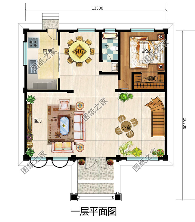 農(nóng)村自建四層百萬豪宅別墅設(shè)計(jì)圖，客廳中空