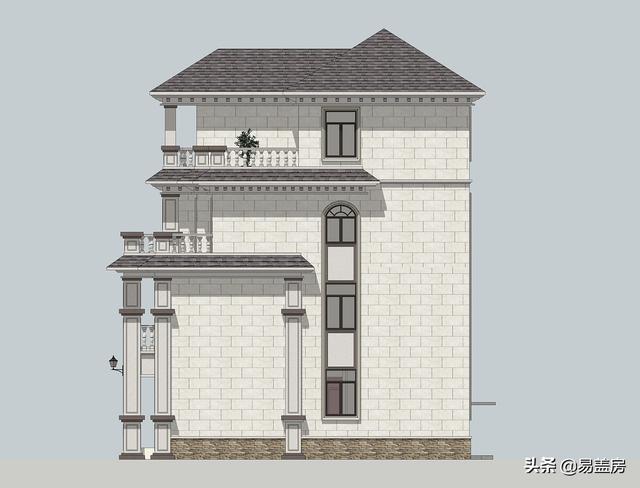 湖南四層歐式別墅設計方案，堂屋+茶室+KTV+露臺