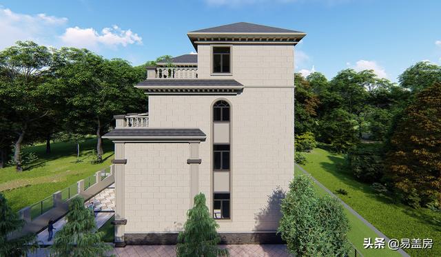 湖南四層歐式別墅設計方案，堂屋+茶室+KTV+露臺