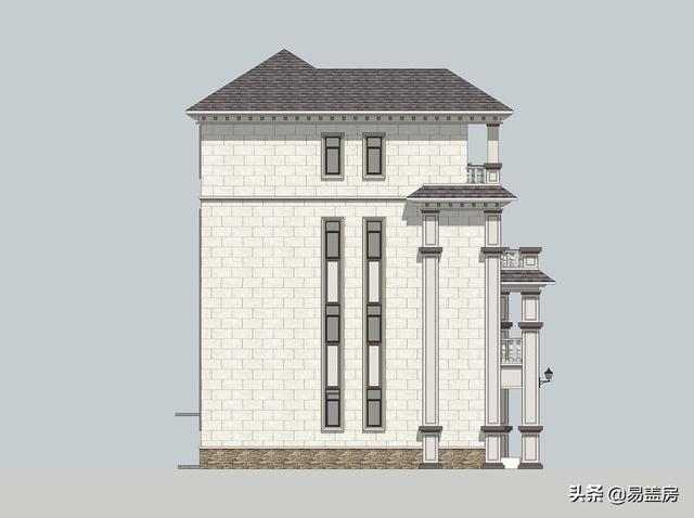 湖南四層歐式別墅設計方案，堂屋+茶室+KTV+露臺