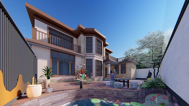 300多平父母養老別墅方案圖，僅花50萬，庭院小池真好看