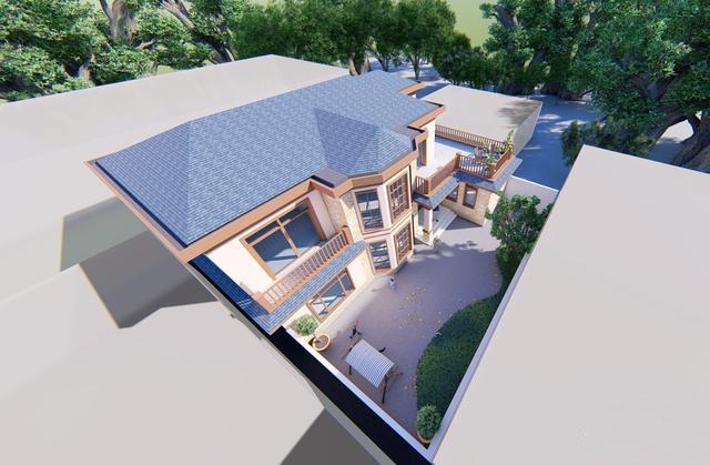 300多平父母養老別墅方案圖，僅花50萬，庭院小池真好看