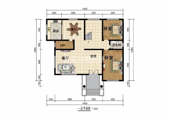 開間14.9米進深12米二層簡歐農村房子圖，給父母建正合適