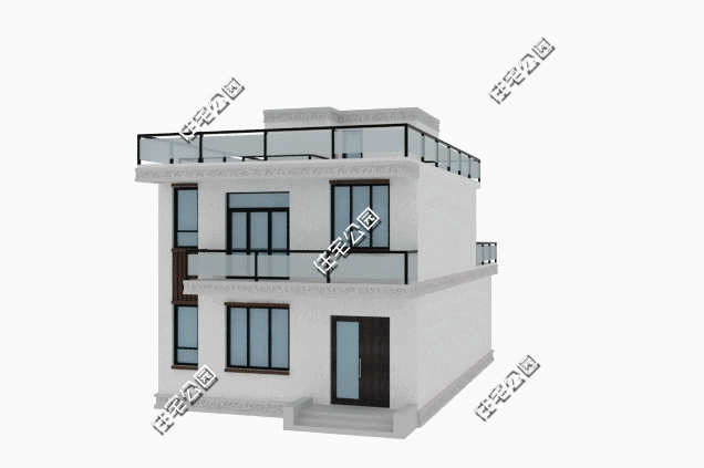 鄉村2層平屋頂小洋房戶型方案圖，現代風格設計