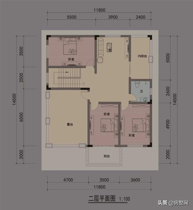 開間11.8米面寬14.5米二層鄉村簡歐別墅圖，外觀配色協調