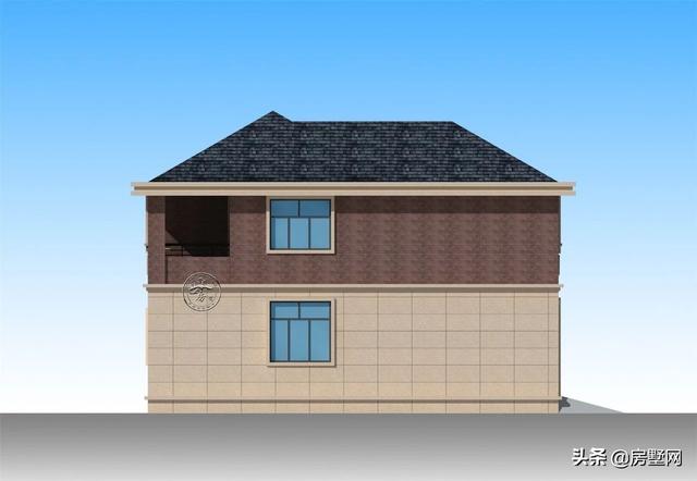 開間11.8米面寬14.5米二層鄉村簡歐別墅圖，外觀配色協調