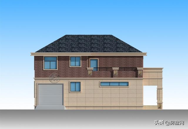開間11.8米面寬14.5米二層鄉村簡歐別墅圖，外觀配色協調