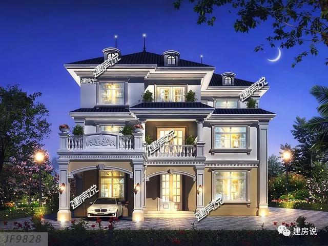 巴洛克風格別墅三層自建房設計圖紙，外觀造型奢華大氣
