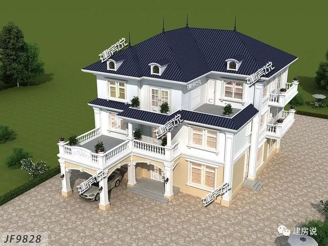 巴洛克風格別墅三層自建房設計圖紙，外觀造型奢華大氣