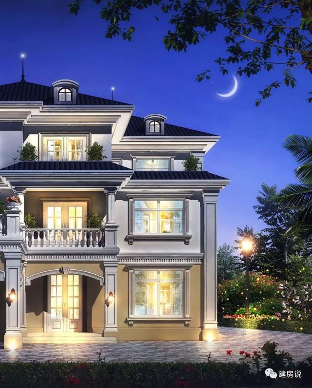 巴洛克風格別墅三層自建房設計圖紙，外觀造型奢華大氣