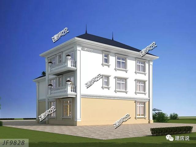 巴洛克風格別墅三層自建房設計圖紙，外觀造型奢華大氣