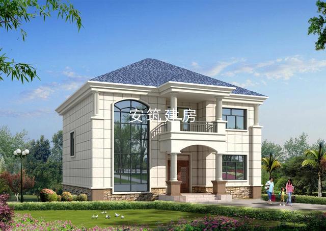 11.8米進深11.1米二層簡歐房子鄉村戶型圖，簡潔、大方