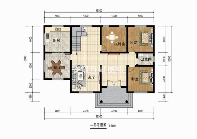 16.5m*10m二層小樓房農(nóng)村戶型圖設(shè)計，洋氣時尚