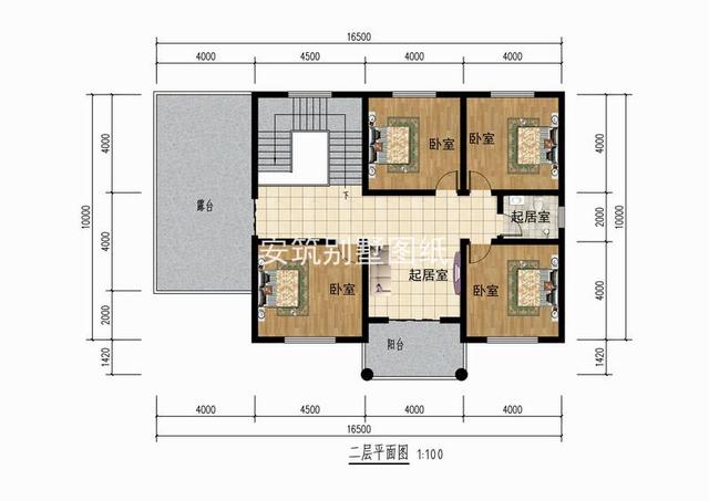 16.5m*10m二層小樓房農(nóng)村戶型圖設(shè)計，洋氣時尚