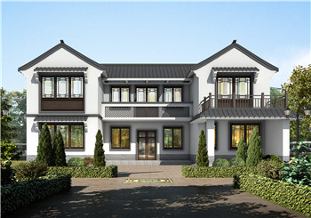 農(nóng)村二層中式小三合院別墅全套設(shè)計(jì)圖，民族特色風(fēng)格