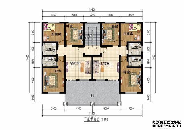 徽派小戶型二層兄弟雙拼自建房屋戶型圖，單戶不到100平