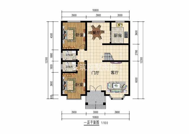 開間10米二層農村簡單自建房子戶型圖，造價比較低