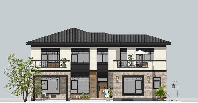 帶小院新中式雙層別墅設(shè)計(jì)戶型圖，戶型實(shí)用