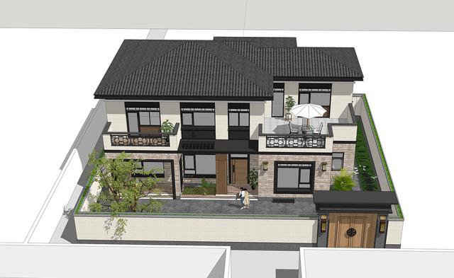 帶小院新中式雙層別墅設(shè)計(jì)戶型圖，戶型實(shí)用