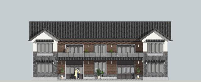 仿古中式雙拼別墅戶型圖及效果圖片，徽派風(fēng)格