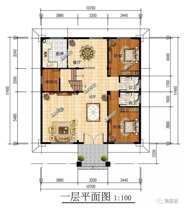 3棟120平的農村房子戶型方案設計，二層、三層的都有