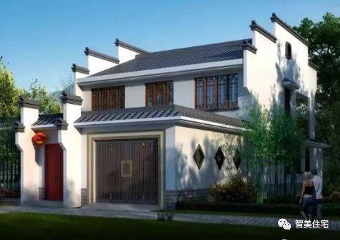 幾款徽派風格別墅效果圖片，白墻灰瓦馬頭墻