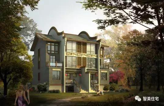 幾款徽派風格別墅效果圖片，白墻灰瓦馬頭墻