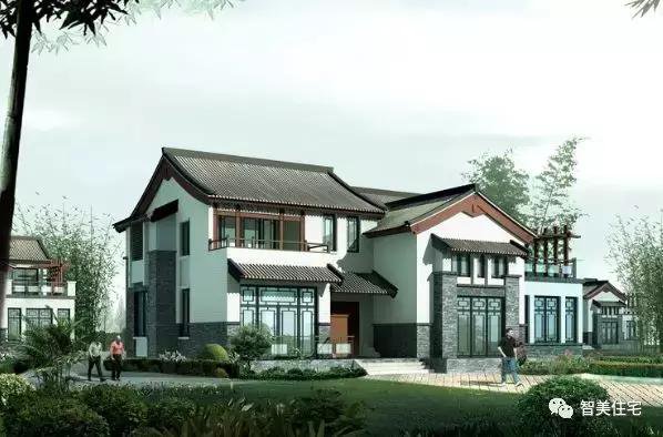 幾款徽派風格別墅效果圖片，白墻灰瓦馬頭墻