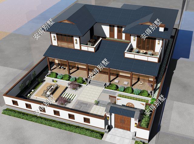 2款庭院式別墅設計方案及圖片，這樣建造漂亮的合院別墅