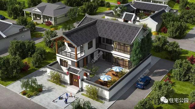 18套帶庭院的中式別墅民宅設計，自建房、民宿都可以用