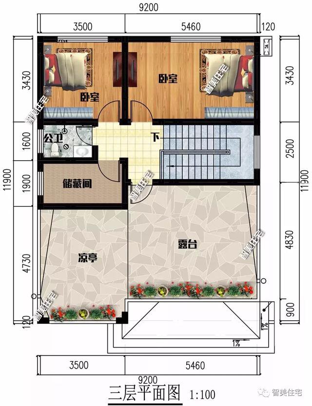 開間8-9米的三層農村小洋樓房方案設計，戶型很實用，造價還低