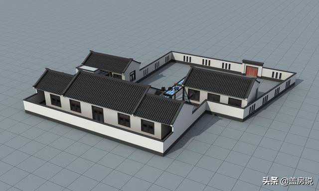 一層中式花園仿古住宅效果圖片和戶型圖，中國傳統精髓