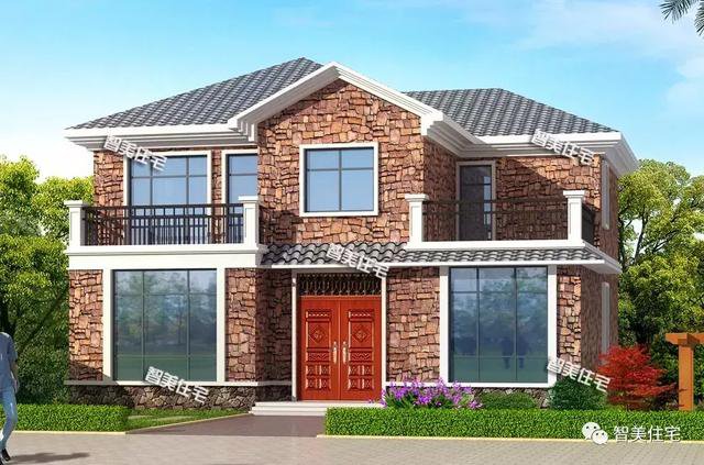 12.8×12米二層美式鄉村住宅戶型，主體24萬左右