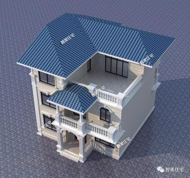 鄉村9.8×11.2米自建住宅方案戶型圖，配色適合農村