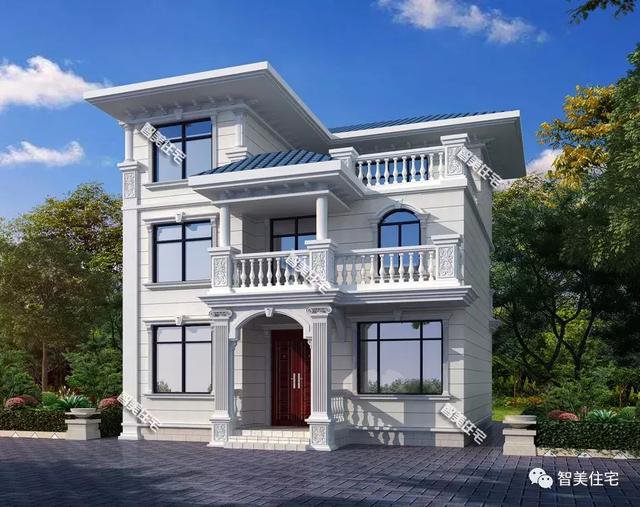 鄉村9.8×11.2米自建住宅方案戶型圖，配色適合農村