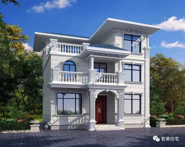 鄉村9.8×11.2米自建住宅方案戶型圖，配色適合農村