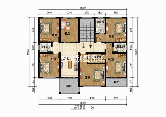 開間14.9米進深11.7米二層農村房子戶型圖，造價34萬
