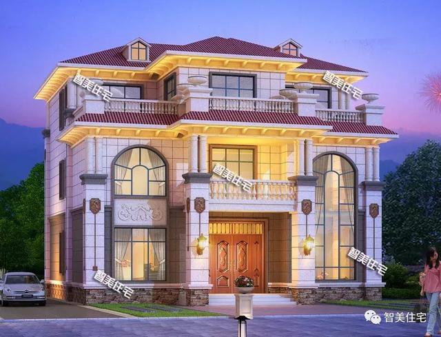 180平方米三層復式歐式高端住宅設計戶型圖，外觀很漂亮