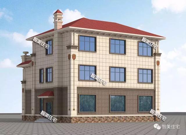 180平方米三層復式歐式高端住宅設計戶型圖，外觀很漂亮