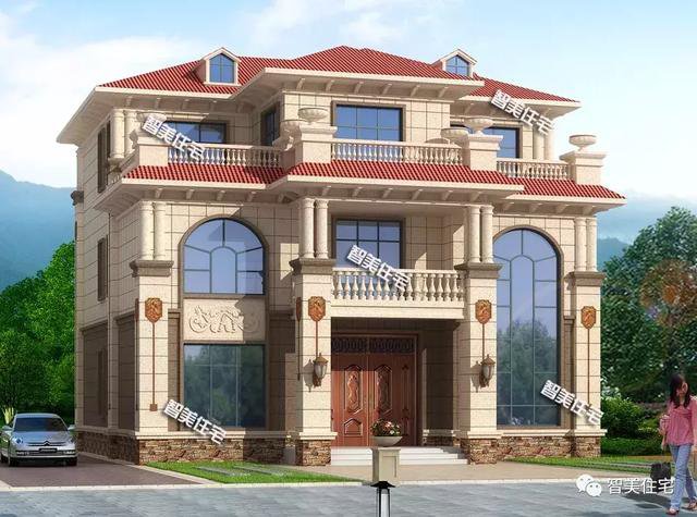 180平方米三層復式歐式高端住宅設計戶型圖，外觀很漂亮