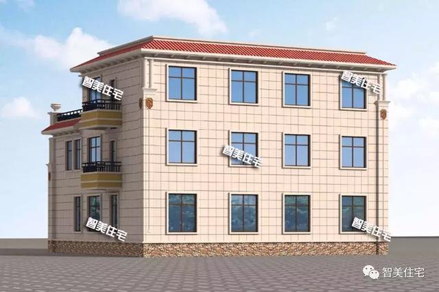 16×16.8米三層兄弟雙拼自建房，平頂設(shè)計戶型