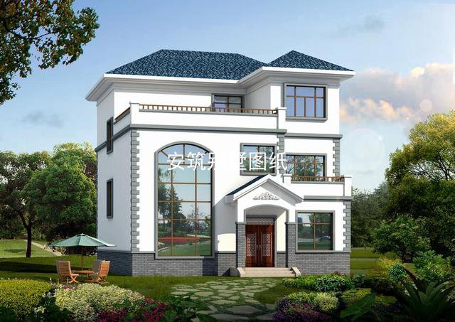 12×13帶露臺簡歐現代三層樓房設計，年輕人喜歡的風格