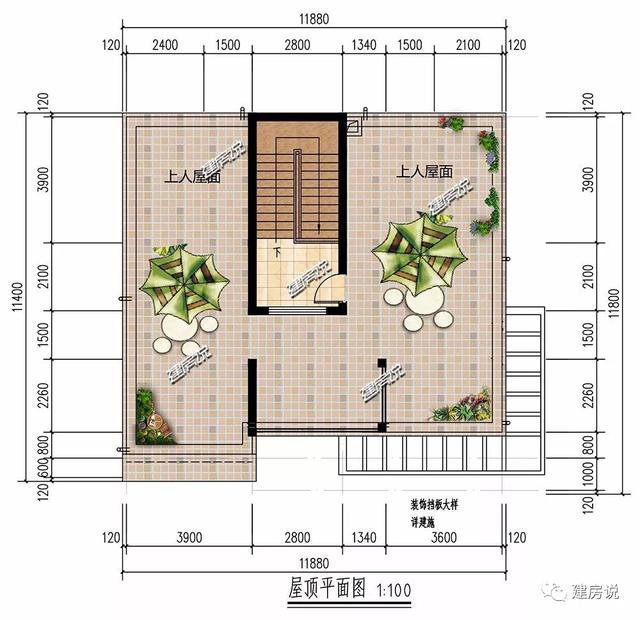 現代風格二層新民居住宅戶型圖，平屋頂設計可以當露臺