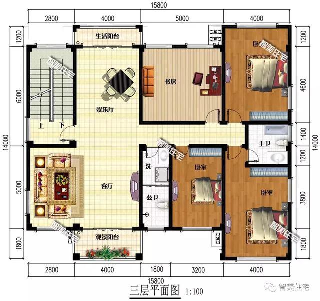 15.8×12.8米農村四層民房設計，外觀超大氣