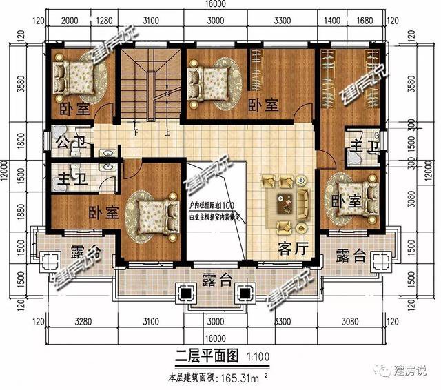 開間16米進深12歐式高端三層住宅戶型圖，看到的人都羨慕