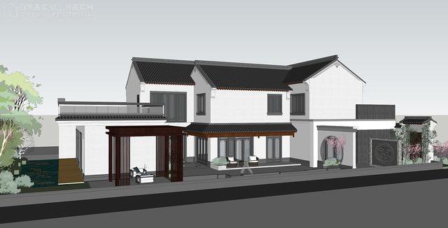 帶中式小院的農村住宅戶型圖，住進去肯定很愜意