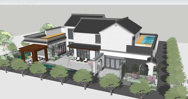 帶中式小院的農村住宅戶型圖，住進去肯定很愜意