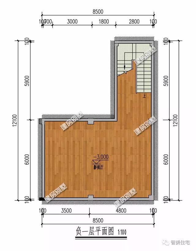 開間13米的兩棟農村民房戶型圖，歐式風格