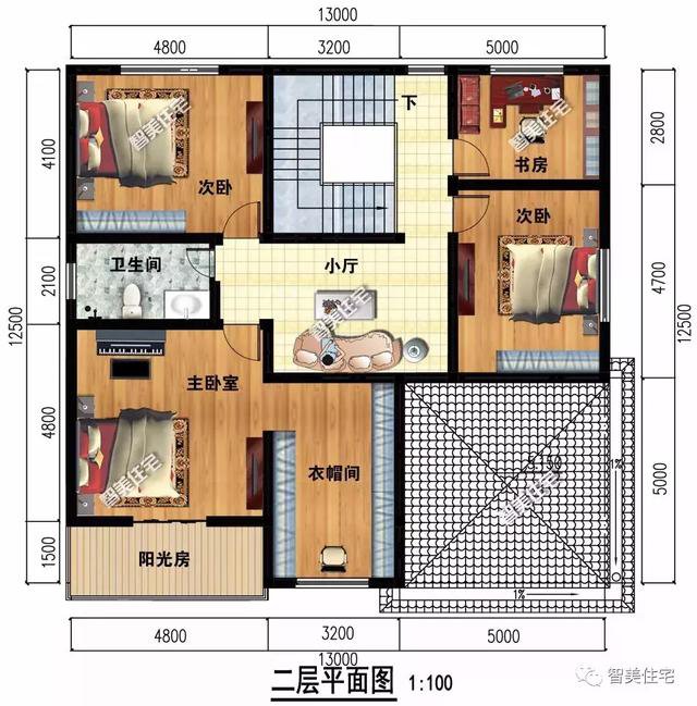 3棟外觀相似的美式別墅設(shè)計(jì)圖，外觀相似，戶型各不同
