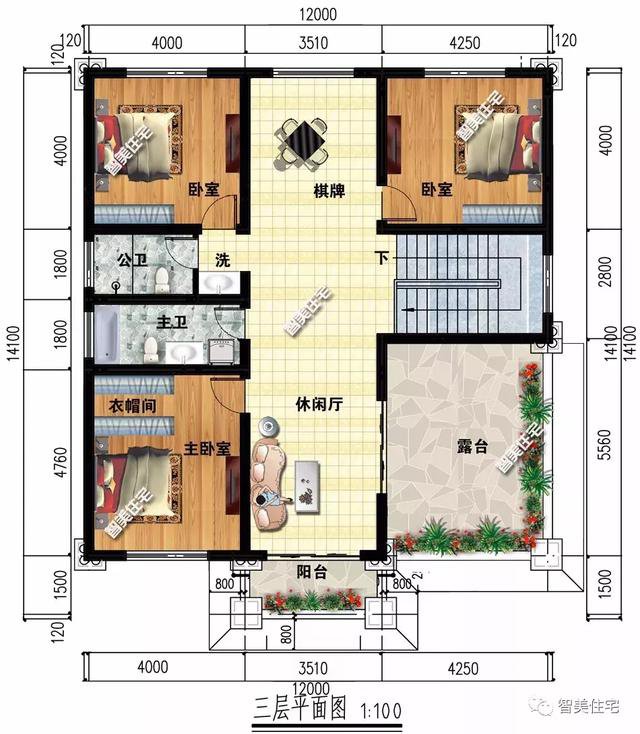 面寬12米的2棟農村民房戶型圖，第二套最受歡迎